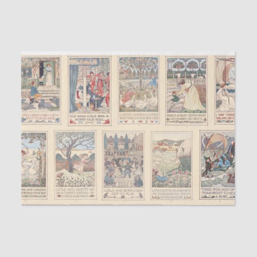 ヴィンテージの童謡のイラストレーション|色 薄葉紙 (正面)