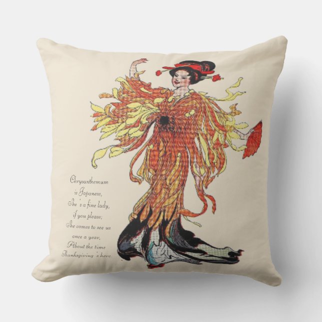 ヴィンテージの童謡の感謝祭の菊 アウトドアクッション (正面)