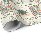 ヴィンテージの童謡1 2は私の靴を締めます ラッピングペーパー (ロールコーナー)