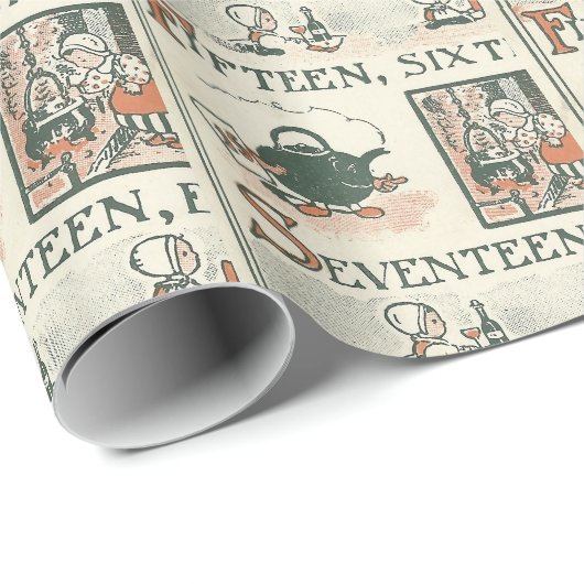 ヴィンテージの童謡1 2は私の靴を締めます ラッピングペーパー (ロールコーナー)