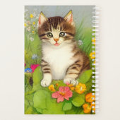 ヴィンテージの笑顔の猫のイラスト プランナー手帳 (裏面)