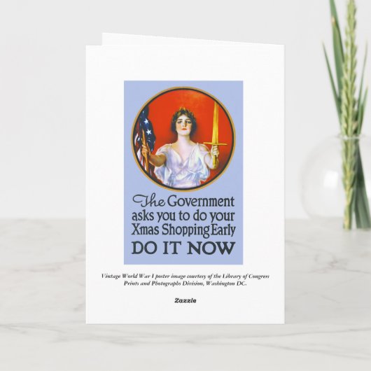 ヴィンテージの第1次世界大戦のクリスマスのショッピングカード シーズンカード (裏面)