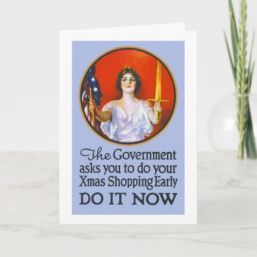 ヴィンテージの第1次世界大戦のクリスマスのショッピングカード シーズンカード (正面)