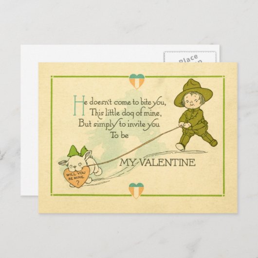 ヴィンテージの第1次世界大戦のバレンタイン シーズンポストカード (正面/裏面)