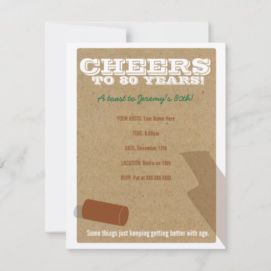 ヴィンテージの第80誕生日のワインのパーティの招待状 招待状 (裏面)