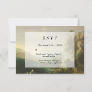 ヴィンテージの筆致による風景画の招待状カード 出欠カード