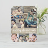ヴィンテージの筆記体のメリークリスマスの写真のコラージュ シーズンカード (スタンド正面)
