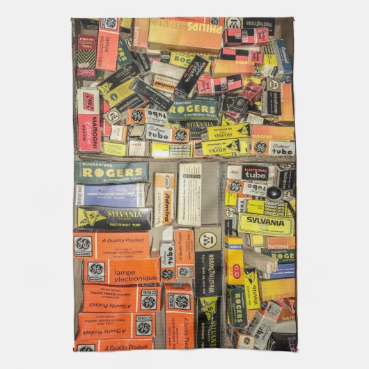 ヴィンテージの管箱色 キッチンタオル (縦)