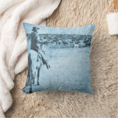 ヴィンテージの範囲の単独カウボーイの家 クッション (ブランケット)