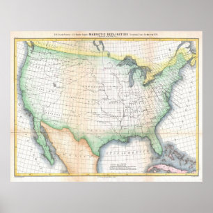 ヴィンテージの米国の方位角の地図 ポスター
