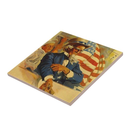 ヴィンテージの米国市民海軍海軍少尉候補生の愛国心が強いタイル タイル (側面)