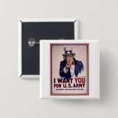 ヴィンテージの米国市民軍隊の募集ポスター 缶バッジ (正面&裏面)