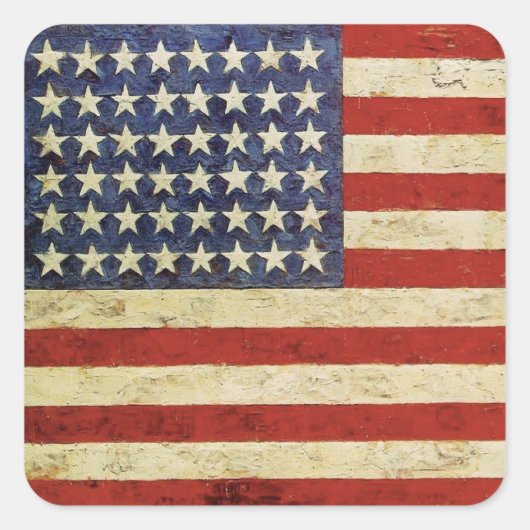 ヴィンテージの米国旗が付いている正方形のステッカー スクエアシール (正面)