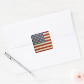 ヴィンテージの米国旗が付いている正方形のステッカー スクエアシール (封筒)