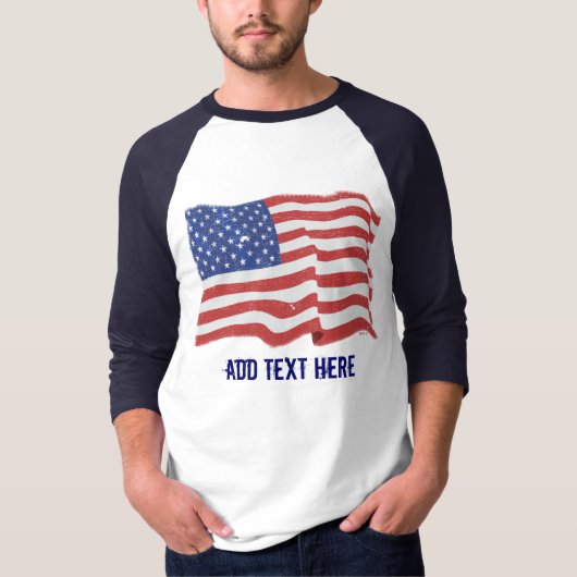 ヴィンテージの米国旗のカスタム Tシャツ (正面)