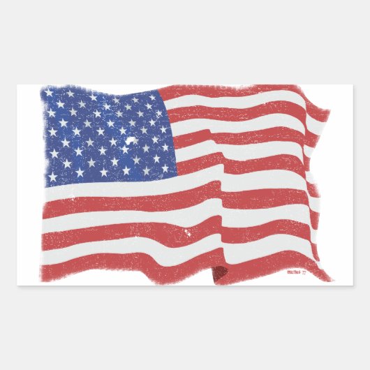 ヴィンテージの米国旗のステッカー 長方形シール (正面)