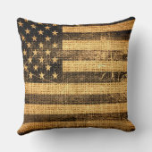 ヴィンテージの米国旗のバーラップのリネン素朴なジュート クッション (裏面)