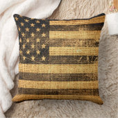 ヴィンテージの米国旗のバーラップのリネン素朴なジュート クッション (ブランケット)