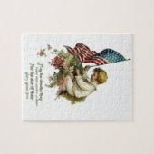 ヴィンテージの米国旗の小さい男の子 ジグソーパズル (横)