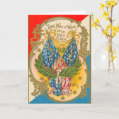 ヴィンテージの米国旗 カード (黄色い花)