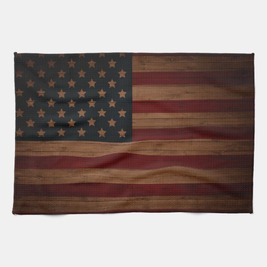 ヴィンテージの米国旗 キッチンタオル (横)