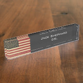ヴィンテージの米国旗 デスクネームプレート (側面)