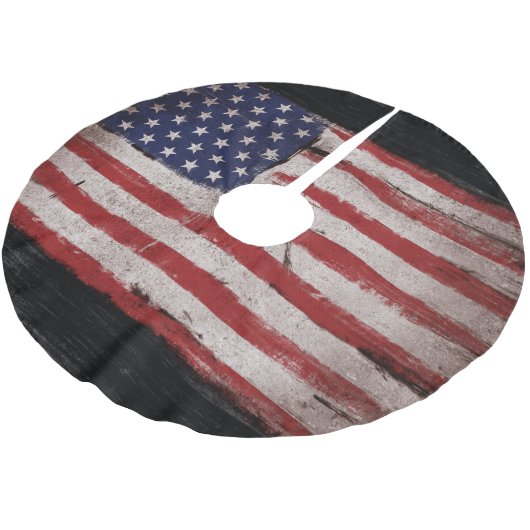 ヴィンテージの米国旗 ブラッシュドポリエステルツリースカート (アングル)