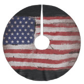 ヴィンテージの米国旗 ブラッシュドポリエステルツリースカート (正面)