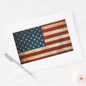 ヴィンテージの米国旗 長方形シール (封筒)