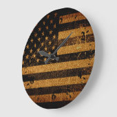 ヴィンテージの米国旗#3 ラージ壁時計 (傾斜)