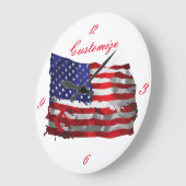 ヴィンテージの米国旗Thunder_Cove ラージ壁時計 (傾斜)