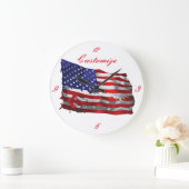 ヴィンテージの米国旗Thunder_Cove ラージ壁時計 (ホーム)