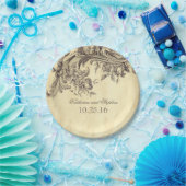 ヴィンテージの粗末でシックな花飾り ペーパープレート (パーティー)