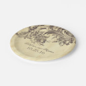 ヴィンテージの粗末でシックな花飾り ペーパープレート (アングル)