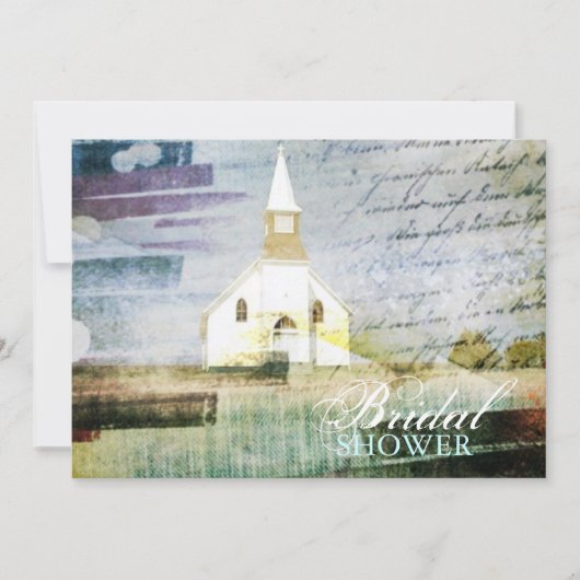 ヴィンテージの粗野な教会の礼拝堂カントリーブライダルシャワー 招待状 (正面)