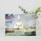 ヴィンテージの粗野な教会の礼拝堂カントリーブライダルシャワー 招待状 (スタンド正面)