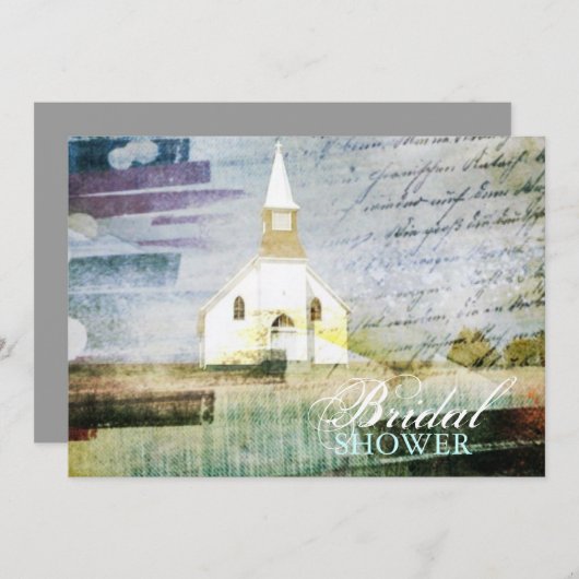ヴィンテージの粗野な教会の礼拝堂カントリーブライダルシャワー 招待状 (正面/裏面)