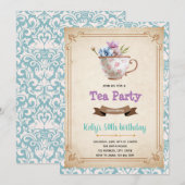 ヴィンテージの紅茶パーティー テーマの招待状 招待状 (正面/裏面)
