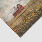 ヴィンテージの納屋と木の風景絵画のデコペ 薄葉紙 (詳細)