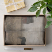 ヴィンテージの納屋と黒馬の絵のデコパージュ 薄葉紙 (ギフト)