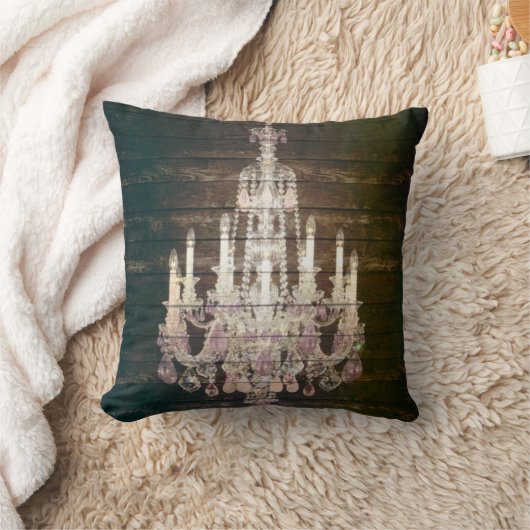 ヴィンテージの納屋の木製のシャンデリアの結婚式 クッション (ブランケット)