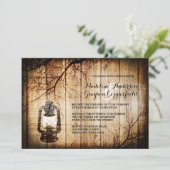ヴィンテージの納屋の木製のランタンの結婚式招待状 招待状 (スタンド正面)