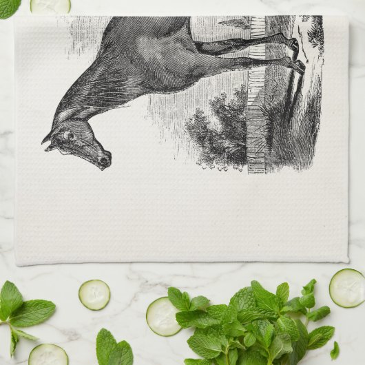 ヴィンテージの純血種の馬の乗馬のパーソナライズ キッチンタオル (折り畳み)