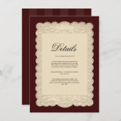 ヴィンテージの紙のレース、バーガンディーの結婚式の招待状 エンクロージャーカード (正面/裏面)
