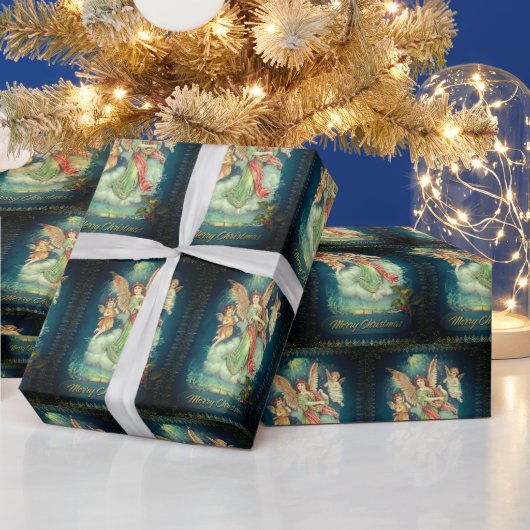 ヴィンテージの紙の天使 ラッピングペーパー (クリスマス)