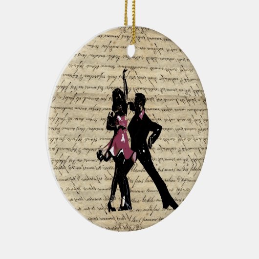 ヴィンテージの紙の社交ダンスのダンサー セラミックオーナメント (右)