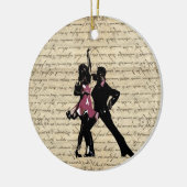 ヴィンテージの紙の社交ダンスのダンサー セラミックオーナメント (左)