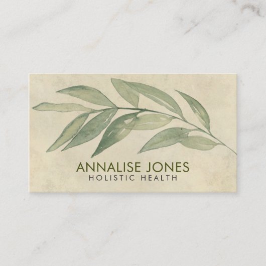ヴィンテージの紙の穏やかな水彩画の葉 名刺 (正面)