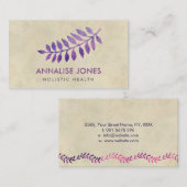 ヴィンテージの紙の紫色の水彩画の葉 名刺 (正面/裏面)