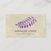 ヴィンテージの紙の紫色の水彩画の葉 名刺 (正面)